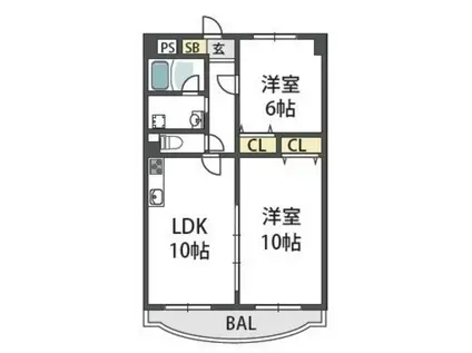 INFIELDHEIGHTS(2LDK/4階)の間取り写真