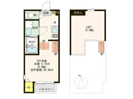 メゾン一刻(1K/2階)の間取り写真