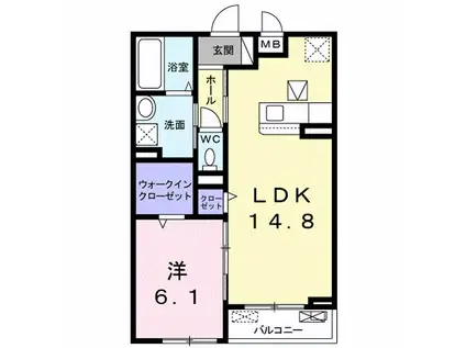 グレイス鹿浜(1LDK/1階)の間取り写真
