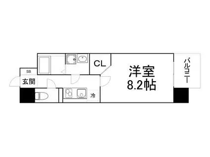 ドゥーエ森ノ宮(1K/2階)の間取り写真
