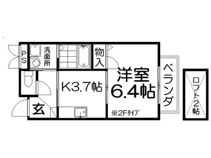 ルシアコートハル(1K/2階)の間取り写真