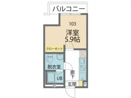 カインドネス横浜根岸(1K/1階)の間取り写真