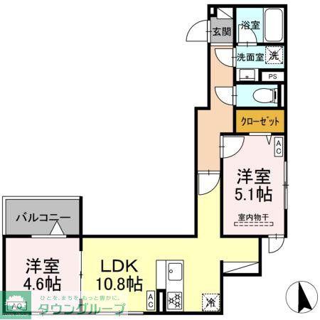セレスティア前野町(2LDK/2階)の間取り写真