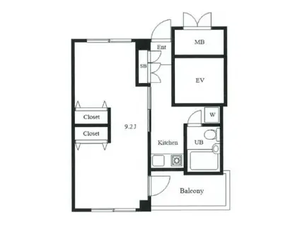 フォルターナ千年(1K/3階)の間取り写真