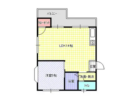 平成ハイツ木田(1LDK/1階)の間取り写真
