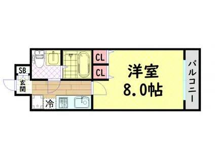 ドミール桜川(1K/4階)の間取り写真