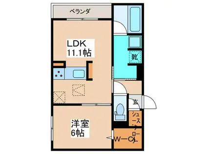スペチアーレ背戸口(1LDK/3階)の間取り写真