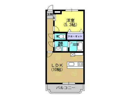 NAGI西(1LDK/3階)の間取り写真