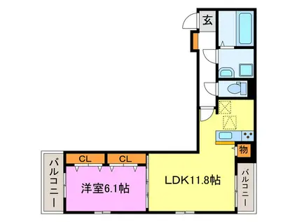 グリーン琥珀甲南I(1LDK/1階)の間取り写真