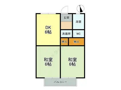 MARK TERRACE(2DK/2階)の間取り写真