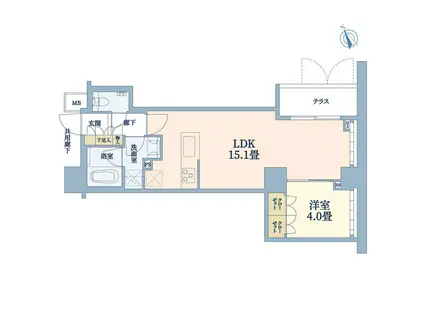 代々木八幡 1LDK 更新可(1LDK/B1階)の間取り写真