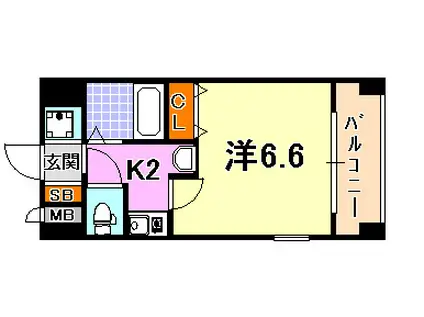 エステムコート新神戸エリタージュ(1K/9階)の間取り写真