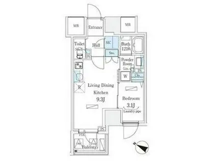 アーバンブリーズ恵比寿(1LDK/8階)の間取り写真