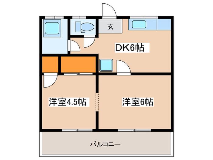 第一新栄荘(2DK/2階)の間取り写真