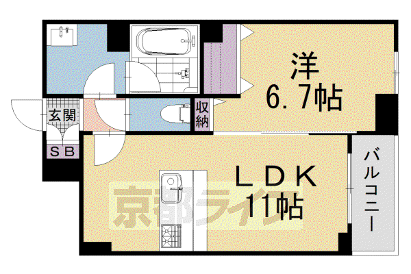 シャーメゾン三条東山(1LDK/2階)の間取り写真