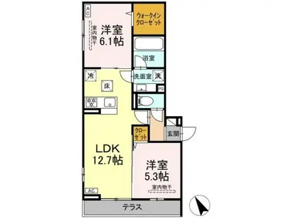 セントラーレ(2LDK/1階)の間取り写真