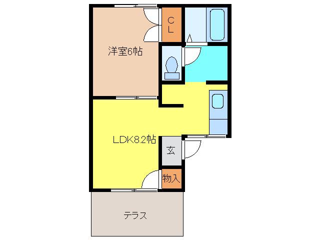 ブラン千丸(1LDK/1階)の間取り写真