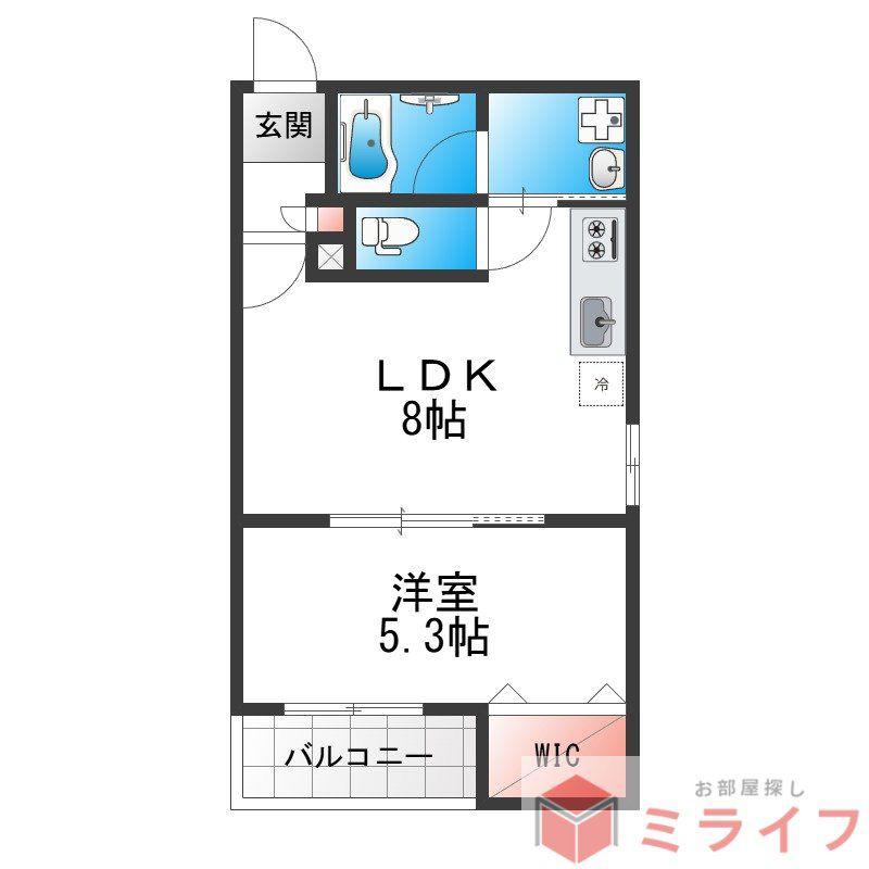 ALEGRIA平野本町II(1LDK/3階)の間取り写真