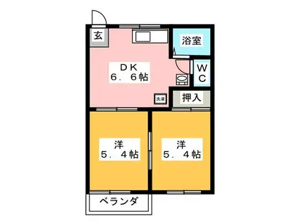 サンベルテ(2DK/2階)の間取り写真