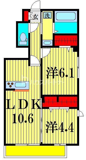 クラーヴォII(2LDK/1階)の間取り写真