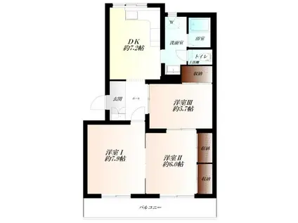 エレガンス栗原(3DK/1階)の間取り写真