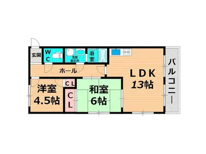 グレイスガーデン新森(2LDK/5階)の間取り写真