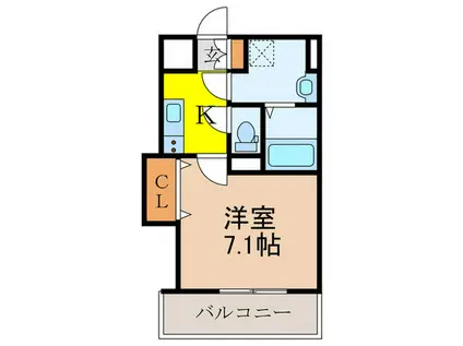 GLAD KISHIBE(1K/3階)の間取り写真