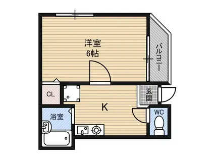 F・C今福(1K/1階)の間取り写真