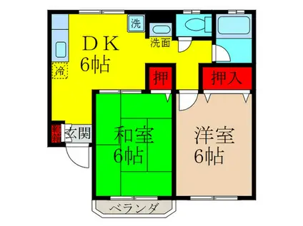 サンクレスト(2DK/1階)の間取り写真