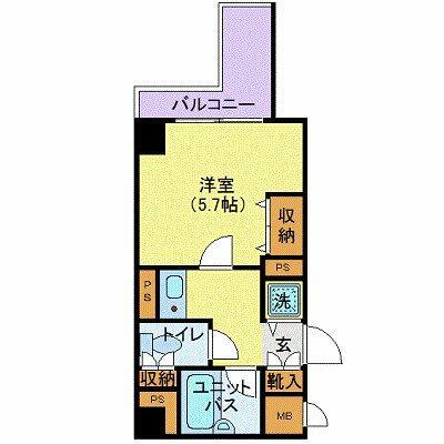 シンシア日本橋新川(1K/2階)の間取り写真