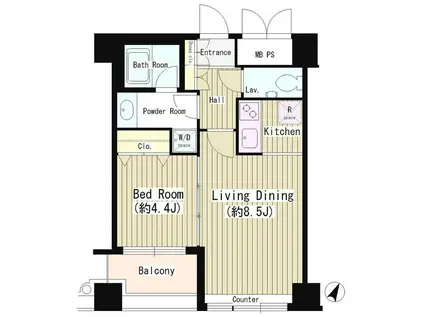 WATS白金 ワッツ白金(1LDK/7階)の間取り写真