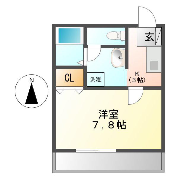 カーサフローレ(1K/1階)の間取り写真