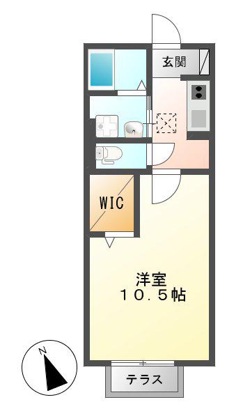 アラシード(1K/1階)の間取り写真