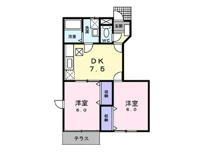 フォーズ アメニティIII(2DK/1階)の間取り写真