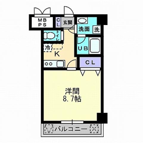 パストラーレ羽衣(1K/6階)の間取り写真