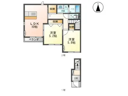 サニーガーデン(2LDK/2階)の間取り写真