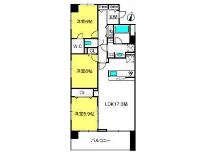 日神パレステージ大宮宮町(3LDK/2階)の間取り写真