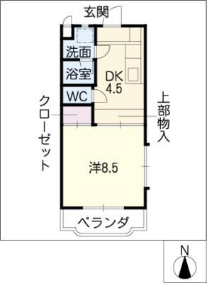 ヴィラ・ルース(1DK/4階)の間取り写真