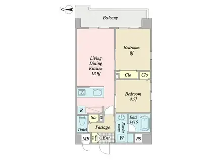 サンスクエア都島(2LDK/9階)の間取り写真