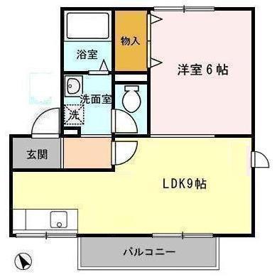 ニューポート(1LDK/1階)の間取り写真