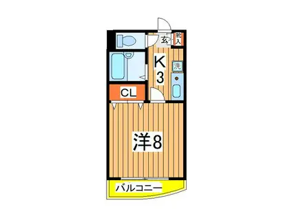 エスポアール柏(1K/3階)の間取り写真