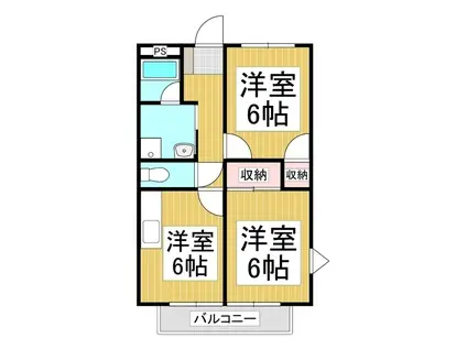 ラピスさく(2DK/2階)の間取り写真