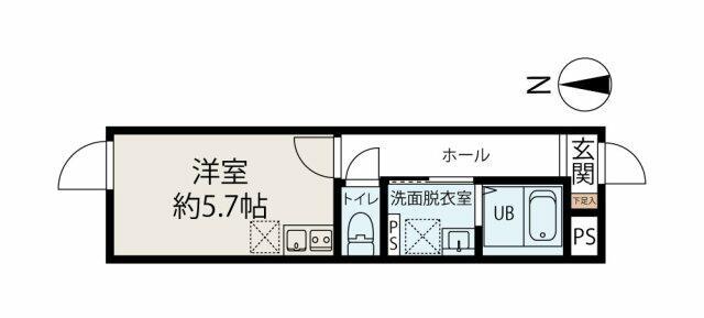 ピースフルパレス世田谷(ワンルーム/1階)の間取り写真