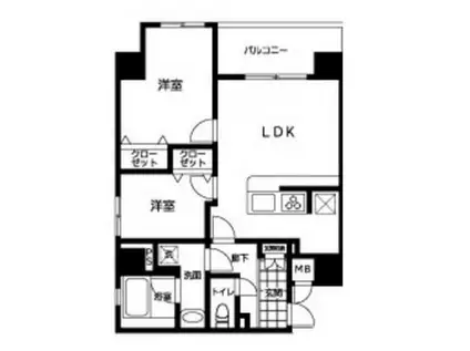 JUTOWER FRONT北斎ストリート(2LDK/6階)の間取り写真