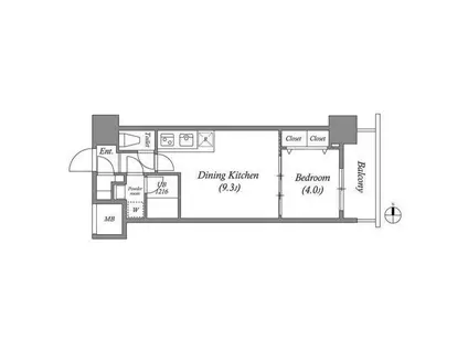 スプランディッド淀屋橋DUE(1DK/8階)の間取り写真