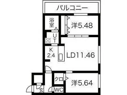 LA MIA NORD(2LDK/4階)の間取り写真