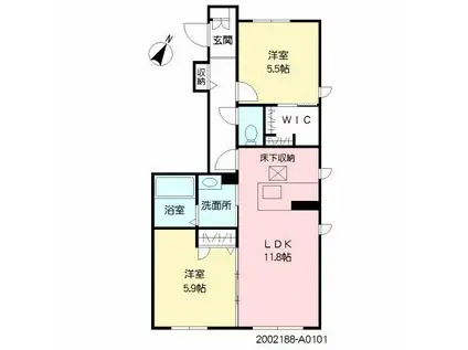 カーサフェリーチェA棟(2LDK/1階)の間取り写真
