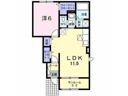 アメジスト ガーデン(1LDK/1階)の間取り写真