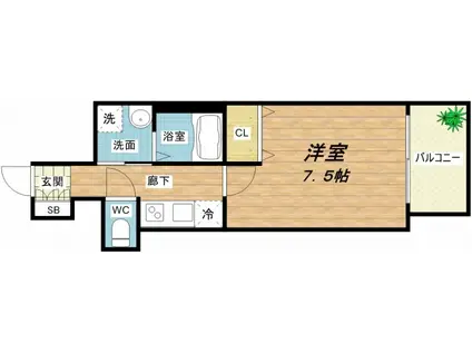 プレサンス堺筋本町駅前(1K/13階)の間取り写真