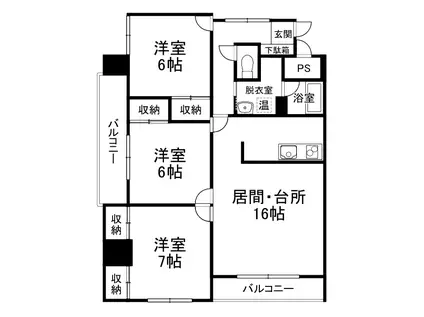 センターシティ(3LDK/5階)の間取り写真